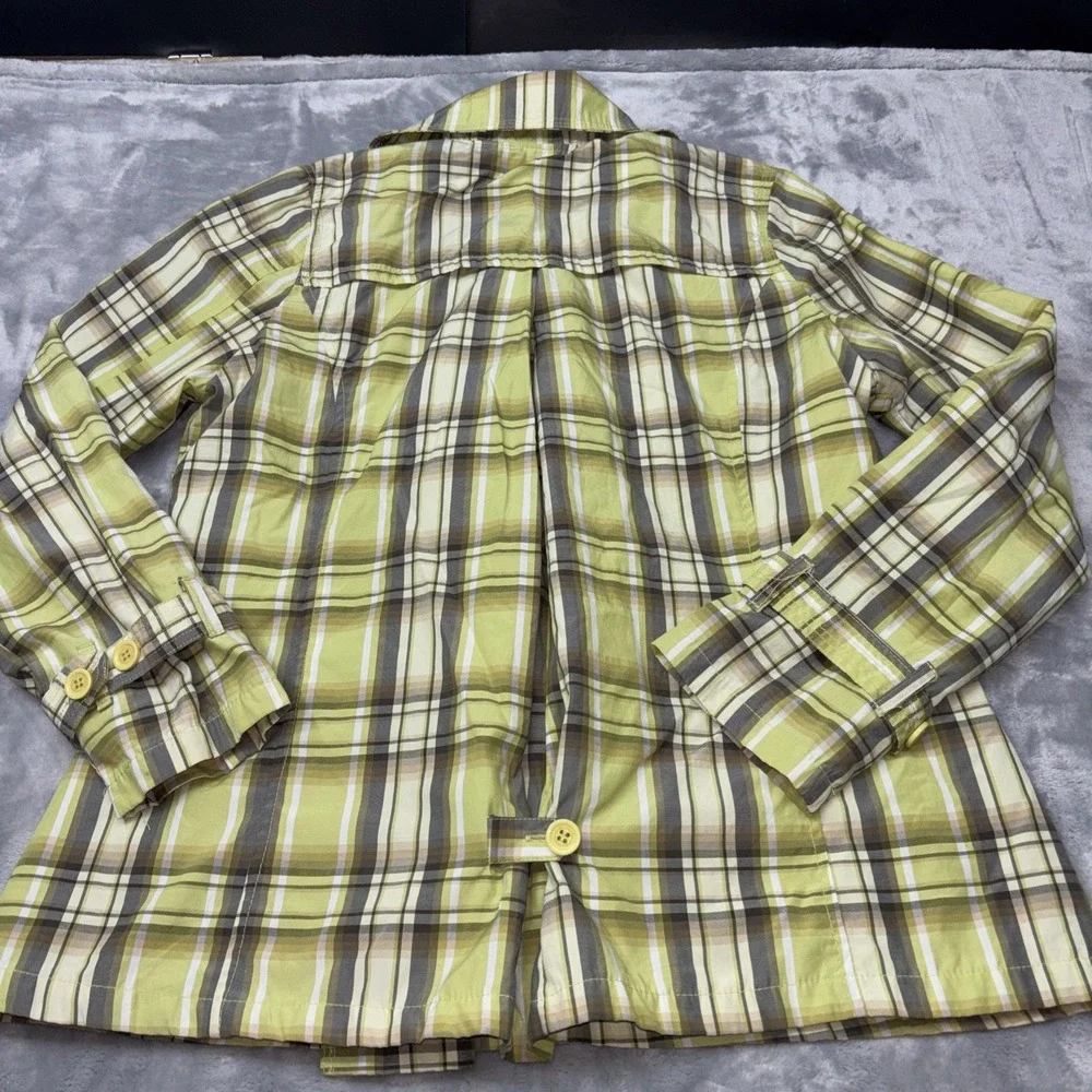 JouJou Lime Green/Greys/Olive Green Plaid Double Breasted Jacket No Belt Lg